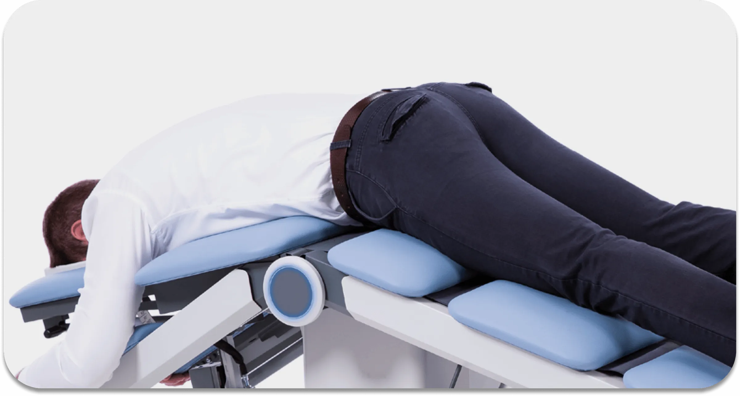 Patient receiving spinal decompression treatment